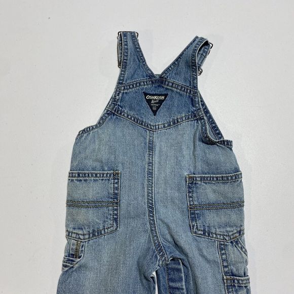 Osh Kosh B' Gosh Toddler Dakota Wash Overalls Blue Denim Embroidered - Picture 4 of 10